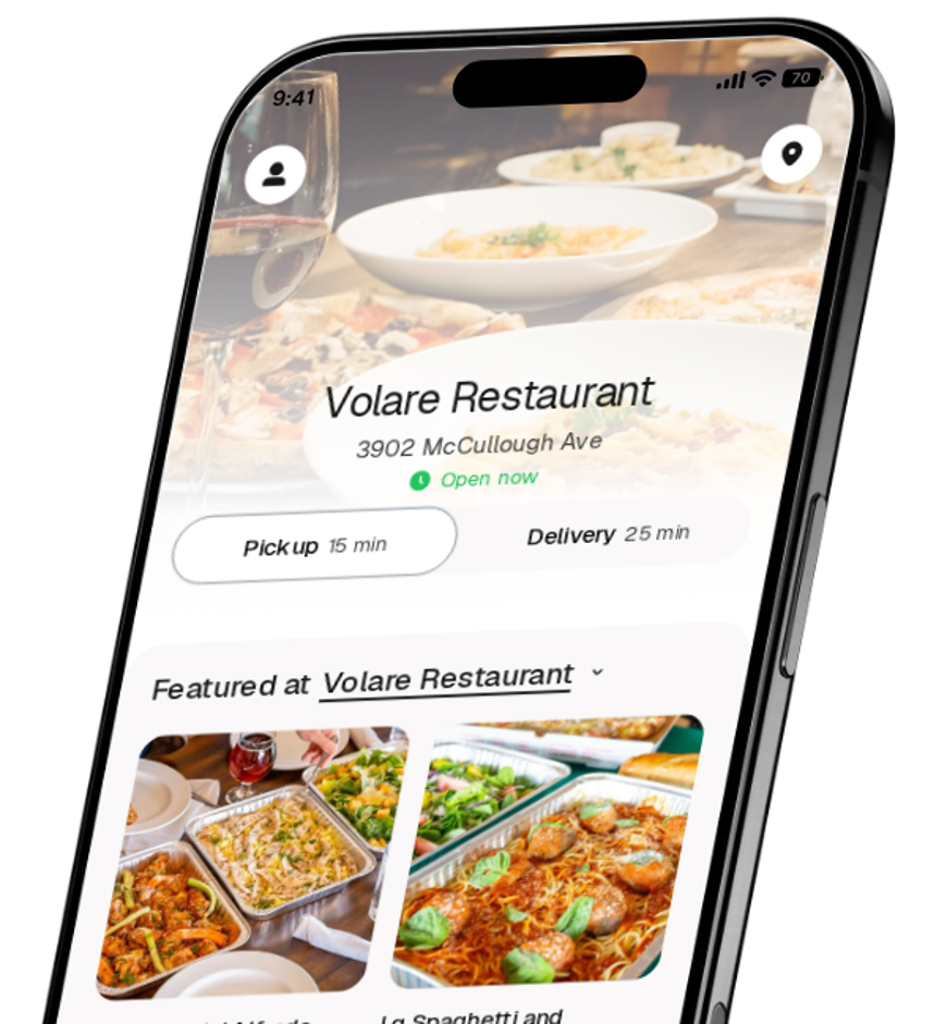 Volare Restaurant app preview