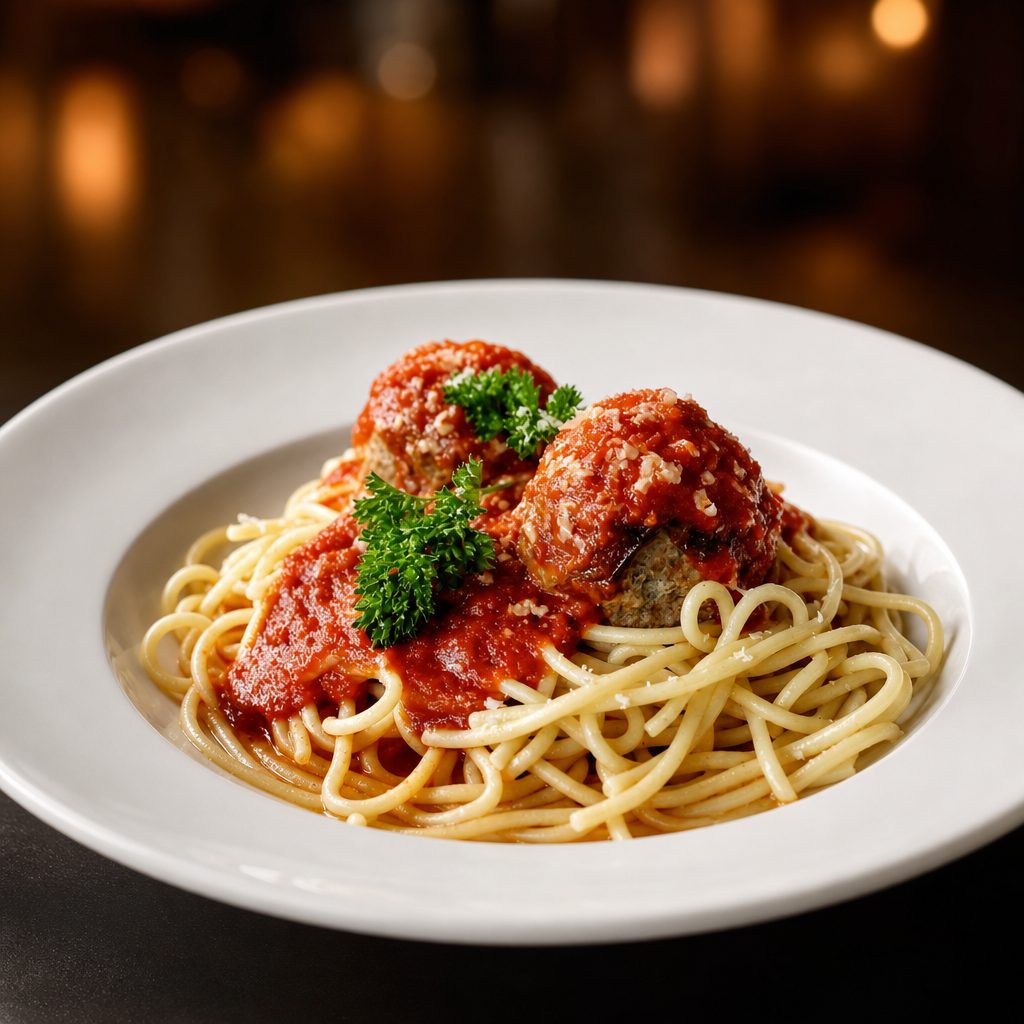 Spaghetti and meatballs.