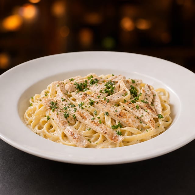 Lg Fettuccini Alfredo with chicken.